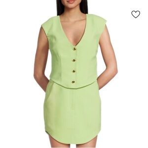 NWT Amanda Uprichard PerrinLime Pear Button-Front Vest Small